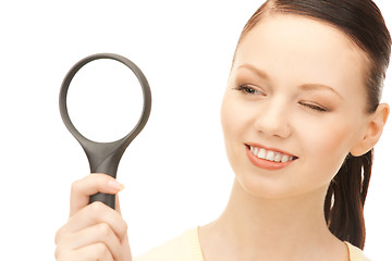 Image showing  woman with magnifying glass	 