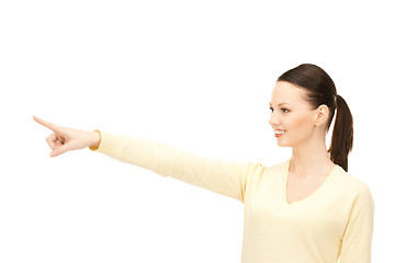 Image showing businesswoman pointing her finger