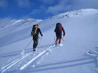 Image showing Uphill skiing