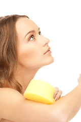 Image showing beautiful woman with sponge