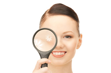 Image showing  woman with magnifying glass	 