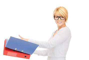 Image showing businesswoman with folders