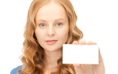 Image showing confident woman with business card
