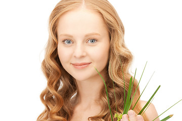 Image showing woman with green sprout