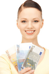 Image showing  lovely woman with euro cash money	 