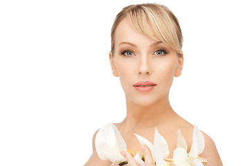 Image showing beautiful woman with orchid flower 