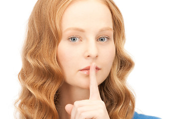 Image showing finger on lips