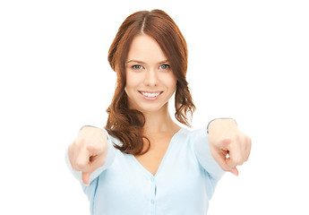 Image showing businesswoman pointing her finger