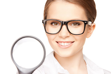 Image showing woman with magnifying glass