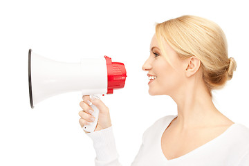 Image showing woman with megaphone