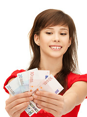 Image showing teenage girl with euro cash money