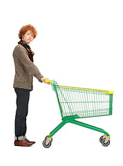 Image showing man with shopping cart