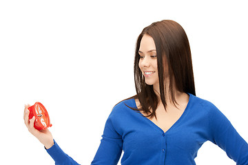 Image showing woman holding alarm clock