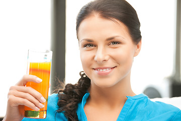 Image showing beautiful woman with glass of juice