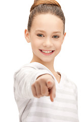 Image showing teenage girl pointing her finger