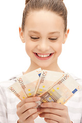 Image showing teenage girl with euro cash money