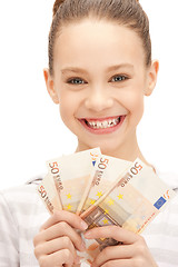 Image showing teenage girl with euro cash money