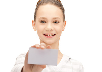 Image showing teenage girl with business card