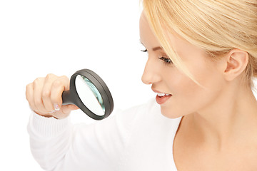 Image showing woman with magnifying glass