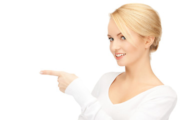 Image showing  businesswoman pointing her finger