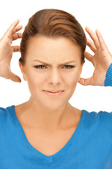 Image showing woman with hands on ears