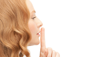 Image showing finger on lips