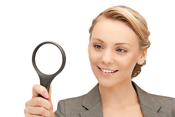 Image showing woman with magnifying glass