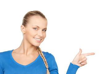 Image showing businesswoman pointing her finger