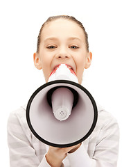 Image showing teenage girl with megaphone