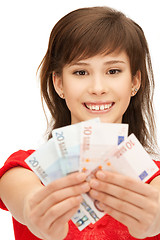 Image showing teenage girl with euro cash money