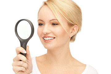 Image showing woman with magnifying glass