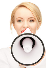 Image showing woman with megaphone