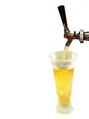 Image showing draft pouring beer,white background