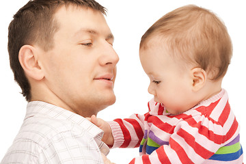 Image showing happy father with adorable baby