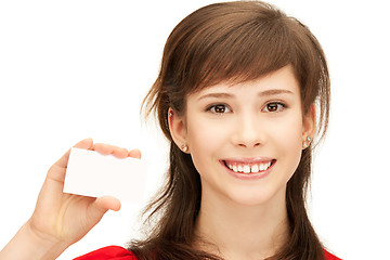 Image showing teenage girl with business card