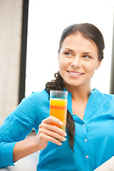 Image showing beautiful woman with glass of juice