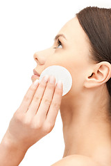 Image showing beautiful woman with cotton pad