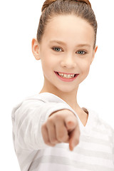 Image showing teenage girl pointing her finger