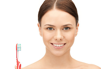 Image showing beautiful woman with toothbrush