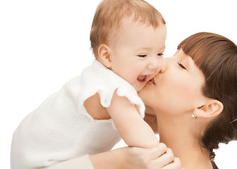 Image showing happy mother with adorable baby