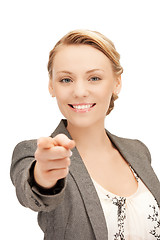 Image showing businesswoman pointing her finger