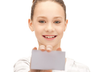 Image showing teenage girl with business card