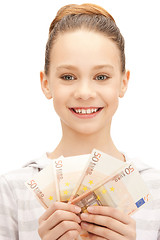 Image showing teenage girl with euro cash money