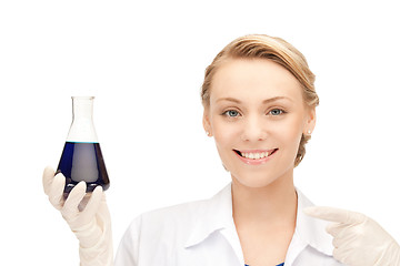 Image showing lab worker holding up test tube