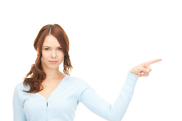 Image showing businesswoman pointing her finger