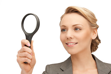 Image showing woman with magnifying glass