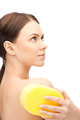 Image showing beautiful woman with sponge