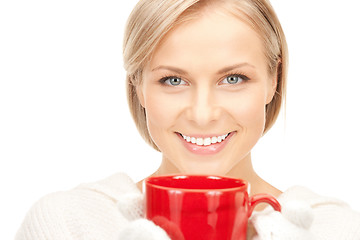 Image showing woman with red mug