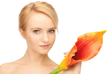 Image showing beautiful woman with calla flower