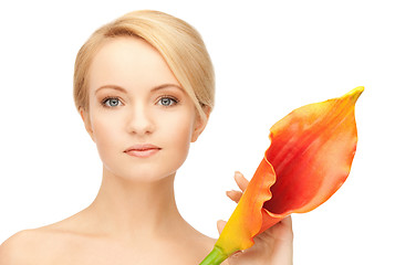 Image showing beautiful woman with calla flower